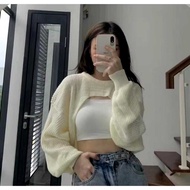 Bolero Abel Knit Crop Top - Bolero Knit Top Korean Style Cut Out Sweater - Vilia Crop Top Fashionabl