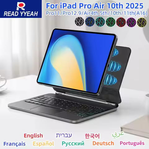 2025 Magic Keyboard with Touch Panel for iPad a16 Case 10th 11in 12.9in Bluetooth Wireless Keyboard 