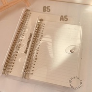 [HARU] B5 A5 Cover Binder Transparent Binder Clear Transparent Journal A5 Binder A5 Folder