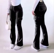 BIGG SALE BELI 1 DAPAT 1 PCS Cutbray Jeans Cargo Highwaist Wanita Dewasa Celana Cutbray Kantong Carg