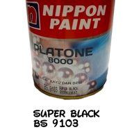 cat platone 01l/100ml nippon paint minyak kayu dan besi kaleng kecil - super black