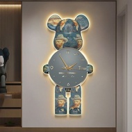 Tranh Đồng Hồ Đèn Led BearBrick Tráng Gương Trang trí Phòng Khách/ Phòng Ngủ/ Cửa hàng /Spa/ Shop Th