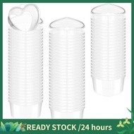 100 Pcs 2.4 Oz Valentine'S Day Heart Shaped Containers Plastic Box with Lids Reusable Small Portion 