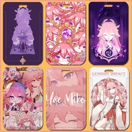 Anime Cartoon Genshin Impact Yae Miko DIY Name Tags Student School ID Card Holder Work ID Card MRT Card Bus Card Bank Card Cover