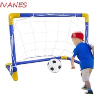 IVANES Kids Soccer Goal, with Inflatable Pump Foldable Soccer Goal Post Net Set, Easy Installation w