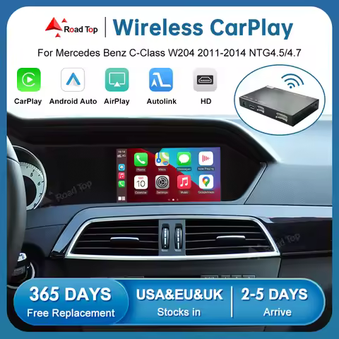 Road Top Wireless CarPlay For Mercedes-Benz C Class W204 NTG4.5/4.7 2011-2014 With Android Auto Mirr