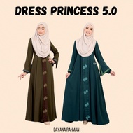 DRESS PRINCESS 5.0 Jubah Muslimah Labuh Nursing Friendly Size S-3XL Cutting Princess 7 Panel