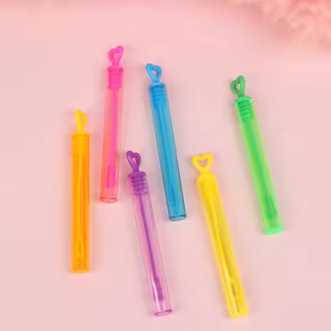 24pcs Heart-shaped Empty Bubble Stick Colorful Water Bottle Bubble Wands Toys Wedding Bubble Maker S