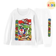 Piyama baju tidur lengan panjang anak laki-laki dan perempuan ukuran 1-10 tahun SUPER MARIO