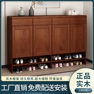 QM🍓Solid Wooden Shoe Cabinet Full Wooden Shoe Cabinet Home Doorway Dustproof Shoe Cabinet Entrance Breathable Shoe Cabin