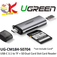 UGREEN 2-IN-1 USB-C 3.1 GEN 1 TO TF + SD CARD READER WITH DUAL CARD SLOT & PLUG AND PLAY DESIGN ADAP