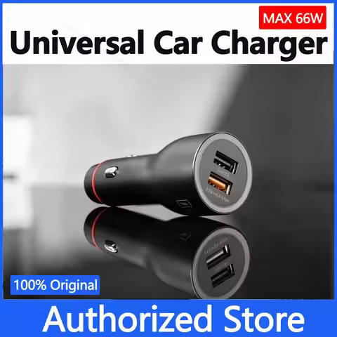 Original HUAWEI 66W Max Universal Car Charger Dual‑USB Port Fast Charging Car Power Adapter