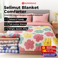 SUPERSAVE Selimut Cotton Blanket Single/Queen/King Comforter Set Corak Bunga Soft Cotton Comforter H