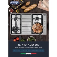 DeLonghi Gas Hob Cooker Stainless Steel Stove 4 Burners Hob IL419  Electric Ignition Safety Device