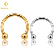 FINE4U Titanium Piercing Horseshoe Septum Ring Lip Nipple Eyebrow Ear Piercing 8, 10mm