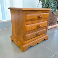 Wooden Cabinet Storage 3-Drawer Width 22 x Depth 16 x Height 22 Cm. Teak Wood Flesh Color