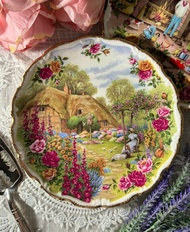 英國Royal Albert骨瓷-鑲金寧靜花園限量蛋糕盤-有畫師落款