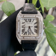 Cartier Cartier Men's Watch Women's Watch Medium Santos Series Automatic Mechanical Rear Diamonds