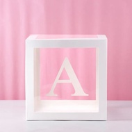 25/27cm Transparent Letter Box with Cube Balloon Customizable Decor for Baby Shower Wedding Birthday