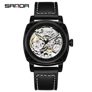 SANDA Official Square Hollow Mechanical Dial Luxury Appearance Mens Watch Luminous Swimming Watch SD