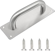 Piutouyar Heavy Duty Stainless Steel Door Pull Push Handle with Plate, 200 x 65 mm /7.9 x 2.6 Inch, 