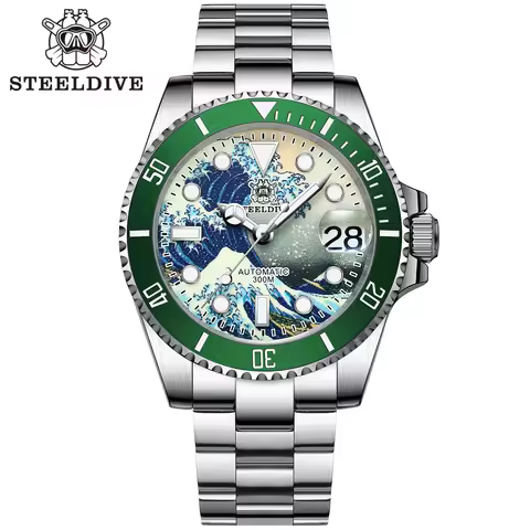 STEELDIVE SD1953J NH35A Ceramic Bezel Men's Automatic watch Kanagawa Waves Aseptic Dial Diving Watch