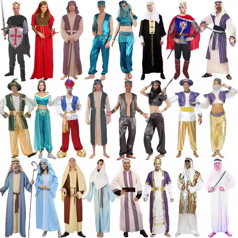 Halloween Adult's Cosplay Arab Costume Aladdin India Middle East Dubai Robe Shepherd's Costume For M