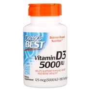 ✅READY STOCK✅ Doctor's Best, Vitamin D3, 125 mcg (5000 IU), 180 Softgels (5000iu, D-3 / D 3, Bone, Calcium Absroption)