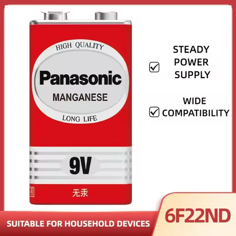 Panasonic 6F22ND 9V Manganese (Zinc-Carbon) Batteries GenuineMercury-Free Long Life For Smoke Detect