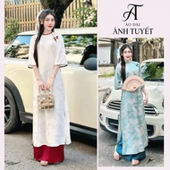 Brocade ao dai, high-quality 2-panel dragon and phoenix ao dai, size S - 3XL