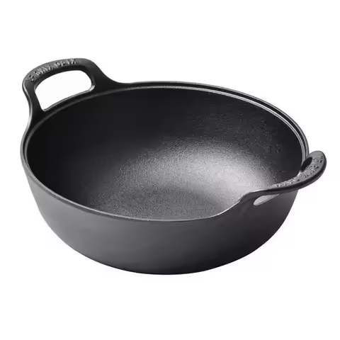 Dual Handle Wok Cast Iron Wok Cooking At Home 25x25x7cm Dual Handle Cast Iron Wok Cooker Braising An