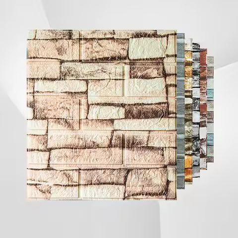 5PCS Mini Brick Wall Sticker 35x38CM Waterproof Wallpaper Brick Foam Wallpaper Self-Adhesive 3D Thre