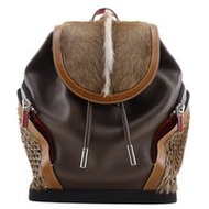 Pre-owned Christian Louboutin Explorer Funk backpack/daypack in brown leather and pony tail. Can be 