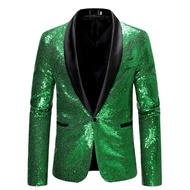 Men Sequin Suit Silver Bar KTV StageMale Blazer