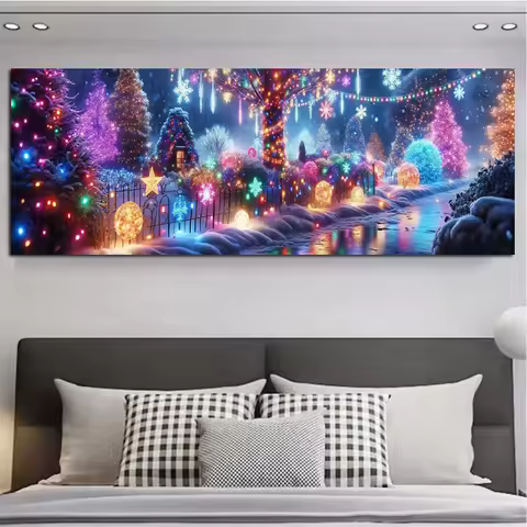 Christmas Eve Extra Large Big Size 5D Diy Diamond Art Painting Kit Scenery Full Drill Mosaic Embroid
