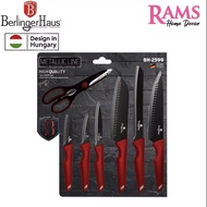 HOT🔥BERLINGERHAUS 7PCS HIGH QUALITY KNIFE SET WITH SCISSOR/DAILY USE-BURGUNDY