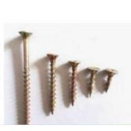 Gold screws with wide teeth to shoot wood from 1 inch to 7 cm