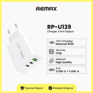 Remax Charger Kiddy Series 2C+1A 45W RP-U139 Charger Head with Warranty