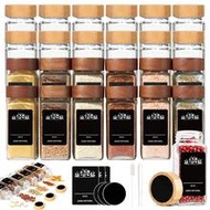 8/12/24pcs Glass Spice Jars Set With Wooden/Bamboo Lids And Labels, Transparent Glass Spice Bottles 