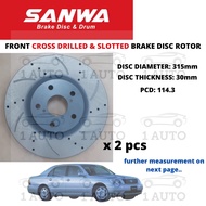 SANWA CROSS DRILLED SLOTTED FRONT BRAKE DISC ROTOR LEXUS LS430 315mm