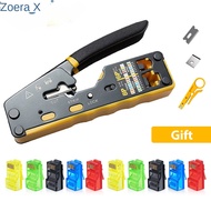 RJ45 Crimp Tool Pass Through Cat6 Crimping Tool Kit All-in-One Ethernet Crimpe With 10PCS Cat6 Connectors Mini Wire Stripper