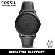 (OFFICIAL WARRANTY) Fossil Men's FS5447 The Minimalist Two-Hand Black Leather Watch (2 Years Fossil 