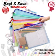 Best Save A6 A5 A4 A3 Netting Zipper Bag Office learning grid zip file bag transparent portable stor