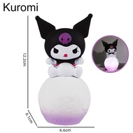 Sanrio Figure Kuromi Melody Moon Lampu LED Kawaii 3D Anime Ornamen Kecantikan Kamar Tidur Lampu Mala