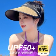 Uniqlo 2023 New empty top uv sun hat women's summer anti-UV large brim beach sunshade straw hat cycling face sunshade sun hat UV protection