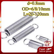 Tension Springs SUS304 / Stainless Steel 304 Extension Springs d=0.8mm * OD=6/8/10mm * L=20~120mm【BY