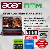 #AN060 USED ACER NITRO AN515-57 Gaming Laptop intel i7-11800H 16GB 512GB SSD NVIDIA RTX3060 RTX 3060