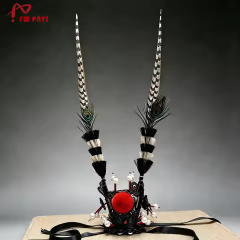 60cm Simulated Feather Sun Wukong Hair Crown Headwear Festival Cosplay Great Sage Equalling Heaven