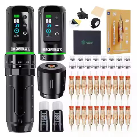 Dragonhawk L3 Wireless Tattoo Machine 7 Strokes Ultra Lightweight 222g with Dual 2000mAh Batteries f