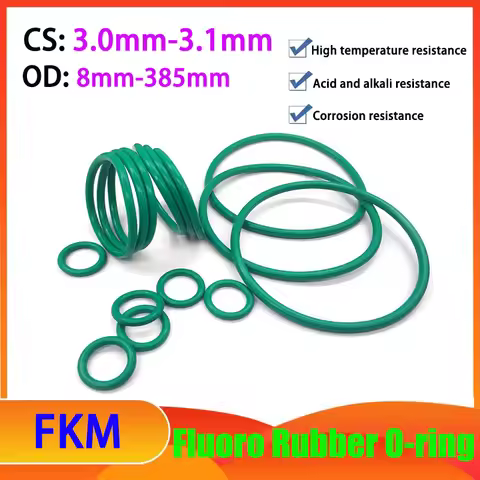 CS 3.0mm/3.1mm FKM Green Fluoro Rubber O- rings Viton Oil Seal Gasket Fluoro Elastomer Circular Seal